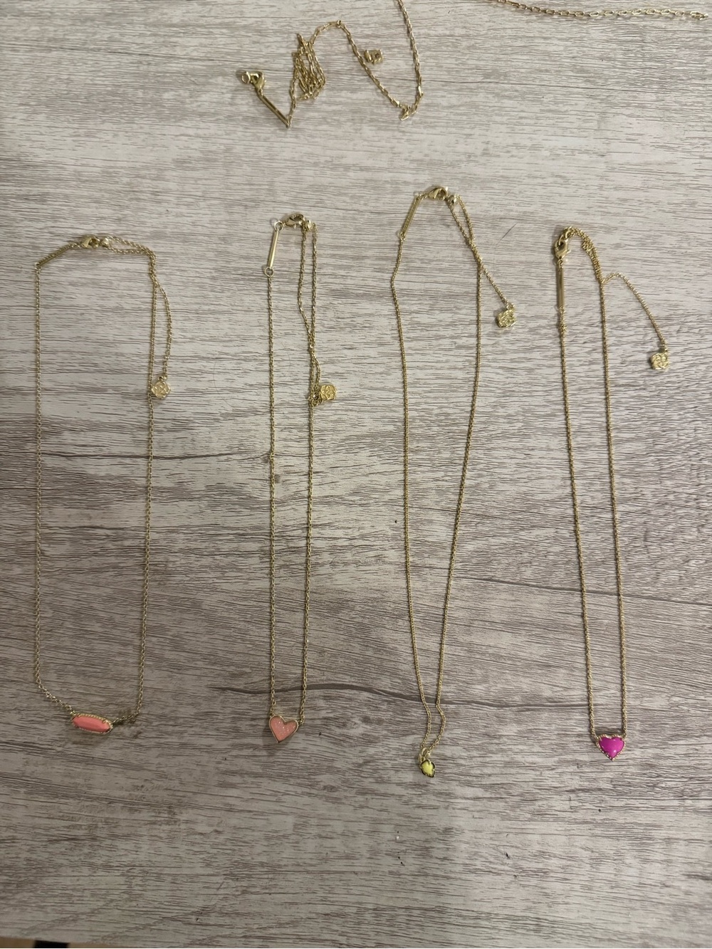 Gold Tone Heart Pendant Necklace - Pink, Coral, Yellow